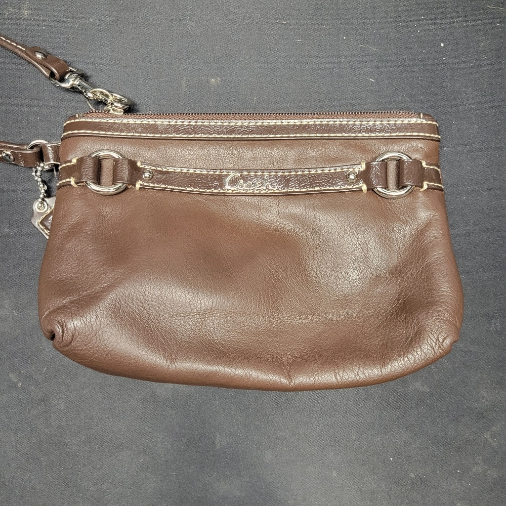 Coach Gallery Wristlet Wallet Purse Brown Leather